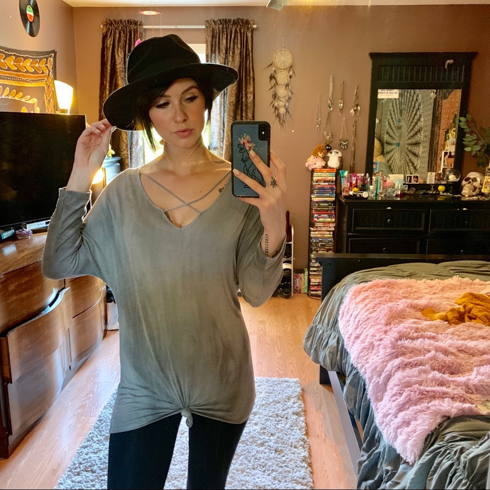 Greywash Criss Cross Knot Top